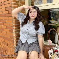 ราคา chubby supi เสื้อแขนตุ๊กตาลายทาง เสื้อผ้าสาวอวบอ้วน พลัสไซส์ (28960023073)