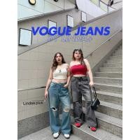 ราคา Chubby Supi VOGUE JEANS กางเกงยีนส์แต่งขาดสาวอวบ กางเกงยีนส์สาวอวบอ้วน กางเกงยีนส์ไซส์ใหญ่ lin (26215730422)