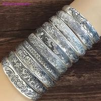 ราคา Eas Retro เปิดสร้อยข้อมือเครื่องประดับ Vintage ทิเบตเงิน Totem แกะสลักกําไลข้อมือ Ate (25544448587)