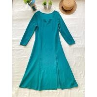 ราคา ส่งต่อ มือสอง เดรสยาว แขนยาว สีเขียว (29875884586)