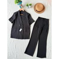 ราคา ใหม่ มือหนึ่ง ชุดเซตสีดำล้วน เสื้อทรงสูท แขนสั้น (46151965947)