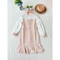 ราคา ใหม่ มือหนึ่ง เดรสผ้าทวิต สีชมพูโอรสสวย (47001105824)