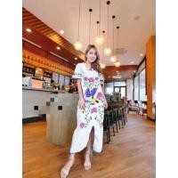 ราคา ใหม่ มือหนึ่ง งานป้าย CLT เดรสสีขาว งานปักอลังสวยๆ (44012139907)