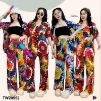 ราคา TW20552 Set 2 ชิ้น เสื้อปกฮาวาย มัดย้อม กางเกงขายาวมัดย้อม เสื้อสงกรานต์ (25272082959)
