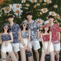 ราคา TW18649 set คู่รัก เสื้อเชิ้ตฮาวาย เสื้อผูกไหล่ มีหมวกบัคเก็ต (25225951829)