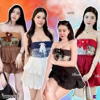 ราคา TW22477 Set 2 ชิ้น เกาะอกผ้าทอ กระโปรง อัดพีท (44051197420)