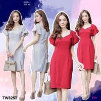 ราคา TW8257 10Dee Dress เดรสคอเหลี่ยมแขนตุ๊กตา (42055402056)