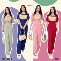 ราคา TW20020 Jumpsuit จั้มสูท ขายาว ทรงแขนพอง อกแต่งผ้าสีครีม (29855562119)