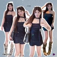 ราคา TW21158 Set 3 ชิ้น เสื้อเกาะอก สายผูกคอ กระโปรงสั้น (29456337261)