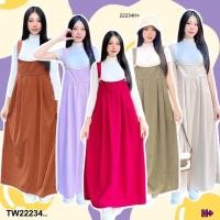 ราคา TW22234 เอี๊ยมกระโปรงยาว ผ้าลูกฟูก สายเอี๊ยมปรับได้ (28620401495)