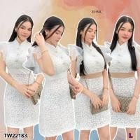 ราคา TW22183 Dressเดรสลูกไม้ คอจีน แขนระบาย (27917831820)