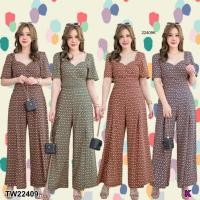 ราคา TW22409 Set สาวอวบ 2 ชิ้น เสื้ออกไขว้ กางเกงขายาวลายไทย (27481672418)