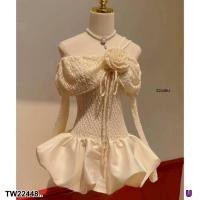 ราคา TW22448 เดรสสั้นลูกไม้ท่อนบน กระโปรงบอลลูน (27385034044)