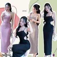 ราคา TW20742 เดรสยาวยืดร่องใหญ่ เว้าเอวด้านข้าง (26851855484)