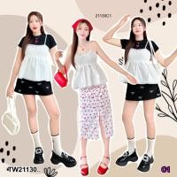 ราคา TW21130 เสื้อสายเดี่ยว สม็อคหน้าหลัง แต่งลูกไม้ติดโบว์ (26705360716)