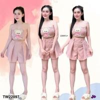 ราคา TW22097 set 3 ชิ้น เสื้อเกาะอกน้องหมี เสื้อคลุม กางเกงขาสั้น (26664730790)