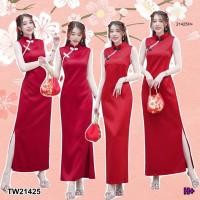 ราคา TW21425 แม็กซี่เดรสกี่เพ้าแขนกุดผ่าข้าง TW8178 (26020686370)