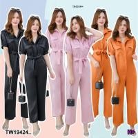 ราคา TW19424 จั้มสูท สาวอวบ แขนตุ๊กตา คอปก ขายาว (25903040701)