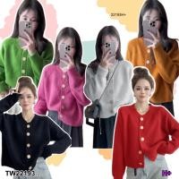 ราคา TW22193 เสื้อคาดิแกนไหมพรม กระดุมสีทองใหญ่ (25838606317)
