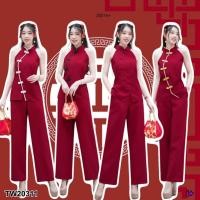 ราคา TW20311 Set 2 ชิ้น เสื้อเปิดไหล่คอจีนใส่ซิปหลัง กางเกงขายาว (25209611645)