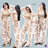 ราคา TW21374 Set 3 ชิ้น เสื้อครอปยาว เสื้อแจ็คเก็ต กางเกงขายาว (25188132364)