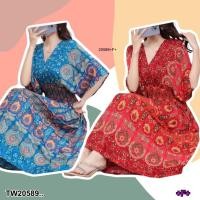 ราคา TW20589 เดรสยาว ทรง กิโมโน งานพิมพ์ลาย (25175734735)