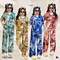 ราคา TW21555 Set 3 ชิ้น เสื้อคอปกฮาวาย สายผูกโบว์ กางเกงขายาว เนื้อผ้าสปัน ผ้าพิมพ์ลาย ผ้าลื่นนิ่มใส่สบายสุดๆ (25043368513)