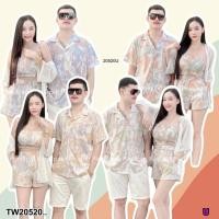 ราคา TW20520 set คู่รัก 4 ชิ้น เสื้อฮาวาย เสื้อสายผูกไหล่ ใส่กับเสื้อคลุม มาพร้อม (24720253116)