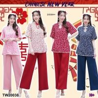 ราคา TW20038 Set 2 ชิ้นเสื้อคอจีนแขนสั้น กางเกงขายาว (24301752578)