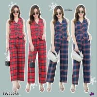 ราคา TW22258 Set สาวอวบ 2 ชิ้น เซทเสื้อกั๊ก กางเกงขายาว (24039657015)