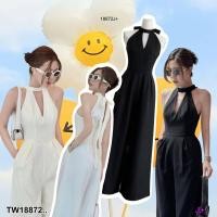 ราคา TW18872 Jumpsuit จั้มสูทแขนกุด ขายาว ผูกโบว์คอหลัง (23055421553)