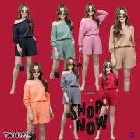 ราคา TW18263 Set สาวอวบ 2 ชิ้น เสื้อปาดไหล่ กางเกงขาสั้น (22914360450)