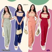ราคา TW20020 Jumpsuit จั้มสูท ขายาว ทรงแขนพอง อกแต่งผ้าสีครีม (22483865225)