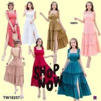 ราคา TW18257 เดรสยาวคอเหลี่ยม แขนกุด แต่งระบาย (22313236894)