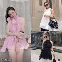 ราคา TW18946 เดรสสั้นทรงฟรีไซต์คอเต่าติดกระดุมคอ (22280876292)