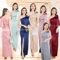 ราคา TW18148 แม็กซี่เดรสไหล่เบี่ยง โบว์ใหญ่ (22077352682)