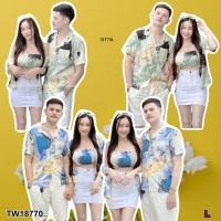 ราคา TW18770 ชุดคู่รัก เสื้อฮาวาย เกาะอก เสื้อคลุม โบว์ผูกผม (22049304281)
