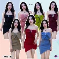ราคา TW19120 Set 2 ชิ้น เสื้อเกาะอก กระโปรงแหวกหน้า (21684363665)