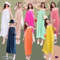 ราคา TW19173 มินิเดรสสายเดี่ยวอัดพลีททั้งชุด (18894112348)