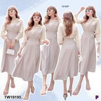 ราคา TW19195 Set 2 ชิ้น เสื้อคอปกปักลาย เอี้ยมลายสก็อต (16396464183)
