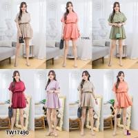 ราคา TW17490 Set สาวอวบ 2 ชิ้น เสื้อคอจีนแขนสั้น กางเกงขาสั้น (16365177432)