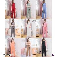 ราคา TW17425 Set สาวอวบ 2 ชิ้น เสื้อกล้ามคอบ กางเกงขายาว (16144583848)