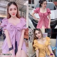 ราคา TW15973 เสื้อแขนตุ๊กตาผูกโบว์หน้า (15170942386)