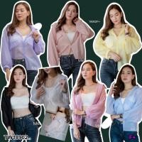 ราคา TW18902 เสื้อเชิ้ตคอป oversized เนื้อผ้าแก้วเกาหลี (14299432835)