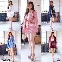 ราคา TW7572 Set สาวอวบ เสื้อสูทผ่าแขน กางเกงขาสั้น Bigsize (14281638359)