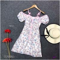 ราคา TW13014 เดรสสายเดี่ยวชีฟองลายดอกไม้ (10020817840)