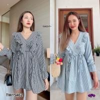 ราคา TW15462 เดรสคอวีอกระบายลายชิโนริ (10010108676)