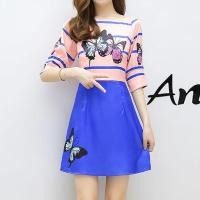 ราคา TW5243 Dress เดรสแขนยาวลายผีเสื้อ (9942536375)