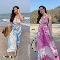 ราคา TW15348 แม็กซี่เดรสสายเดี่ยว เว้าหลัง เว้าเอว (9839223268)