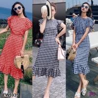 ราคา TW5935 เดรสลายสก็อตงานเดรสน่ารักสุดชิค (7735429284)